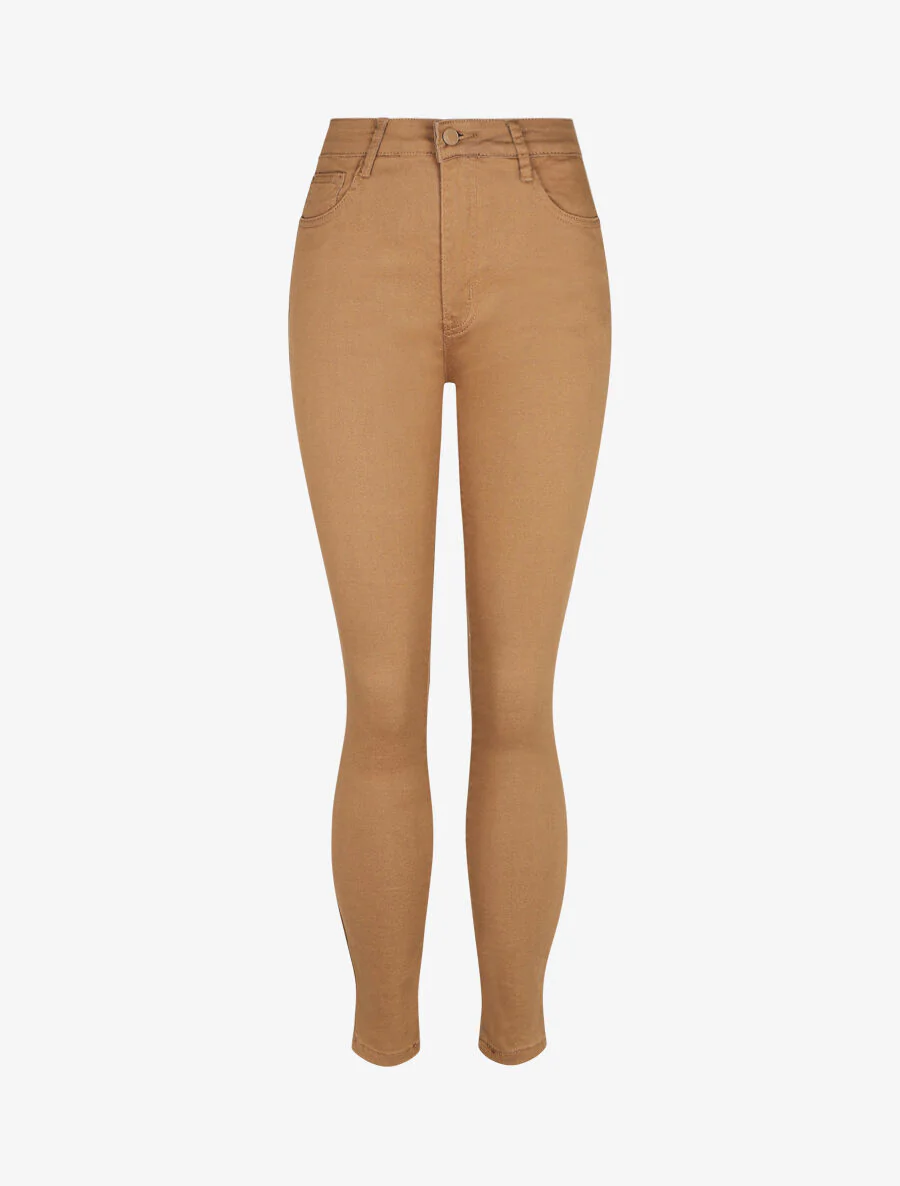 Grote maat push-up skinny jeans - Kameel