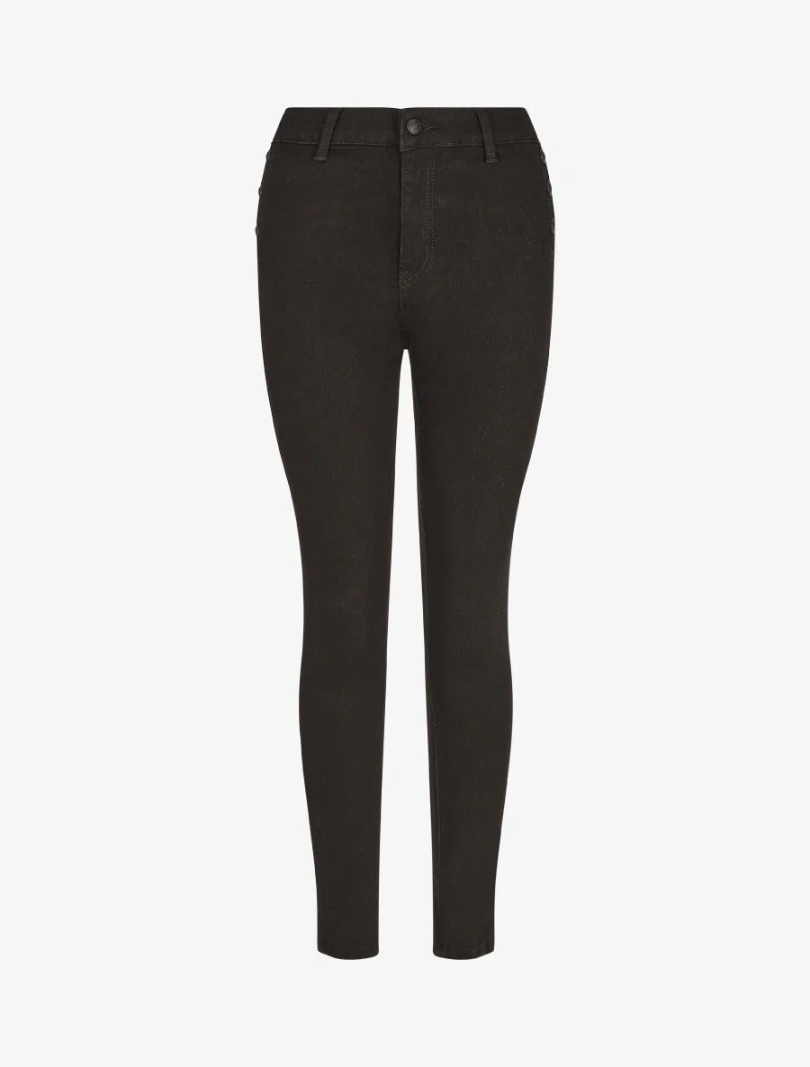 Grote maat slim push-up jeans met zakken met knopen - zwart