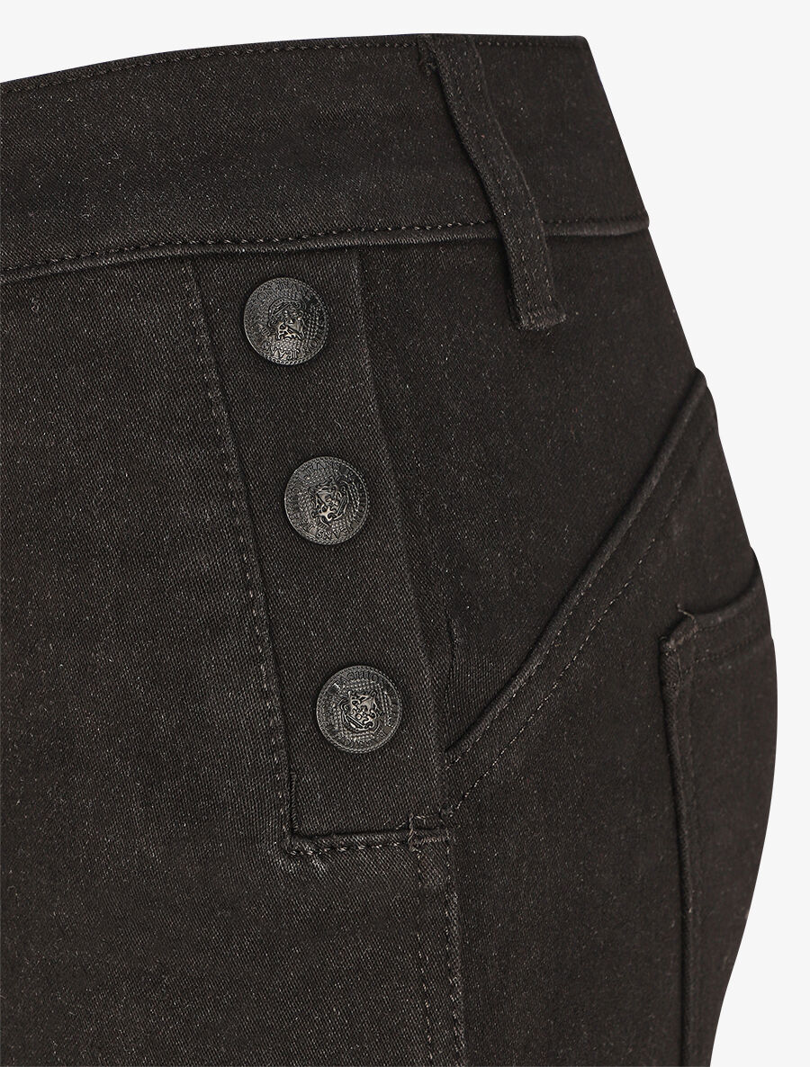 Grote maat slim push-up jeans met zakken met knopen - zwart - Image 3