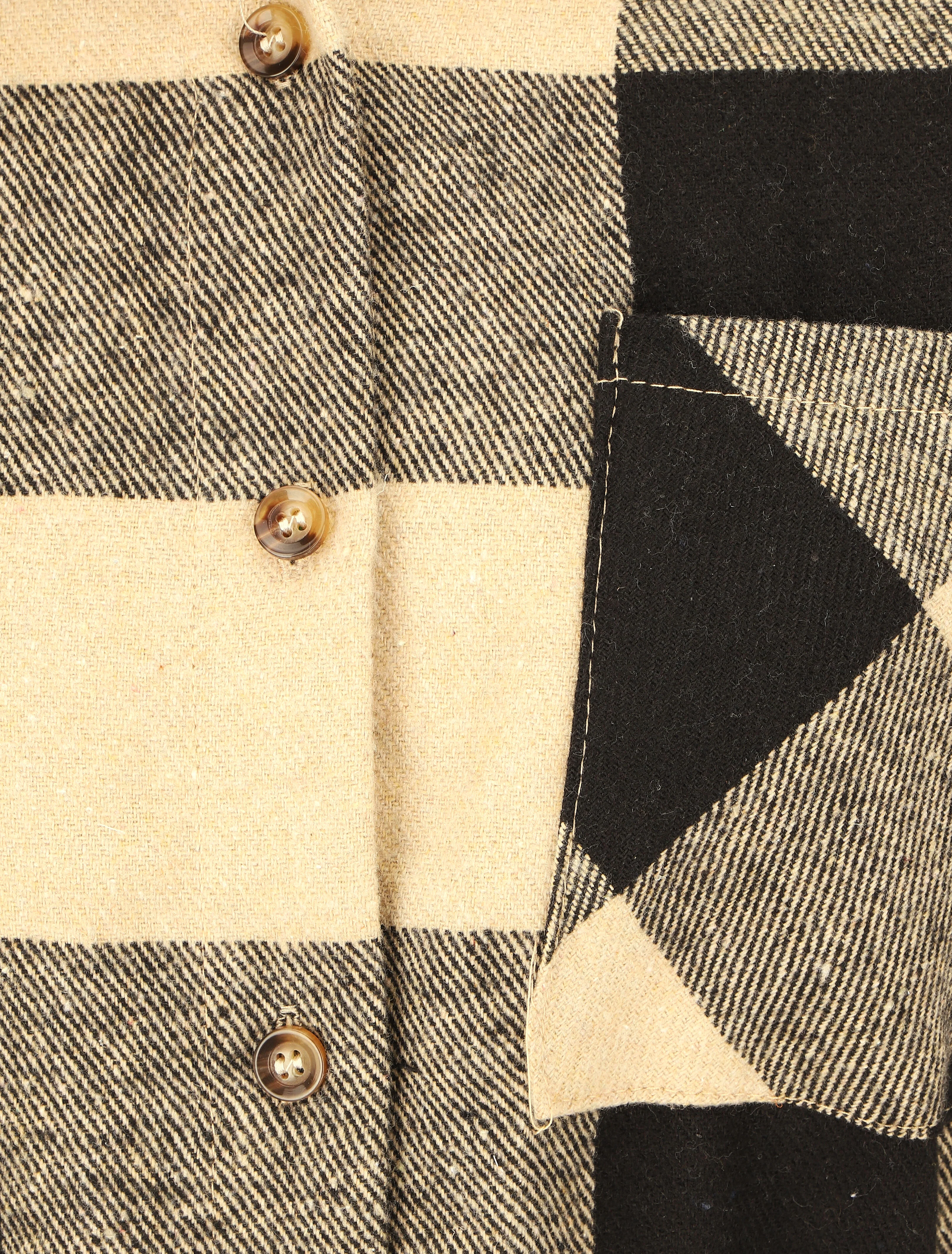 Halflang geruit overshirt - Beige - Image 3