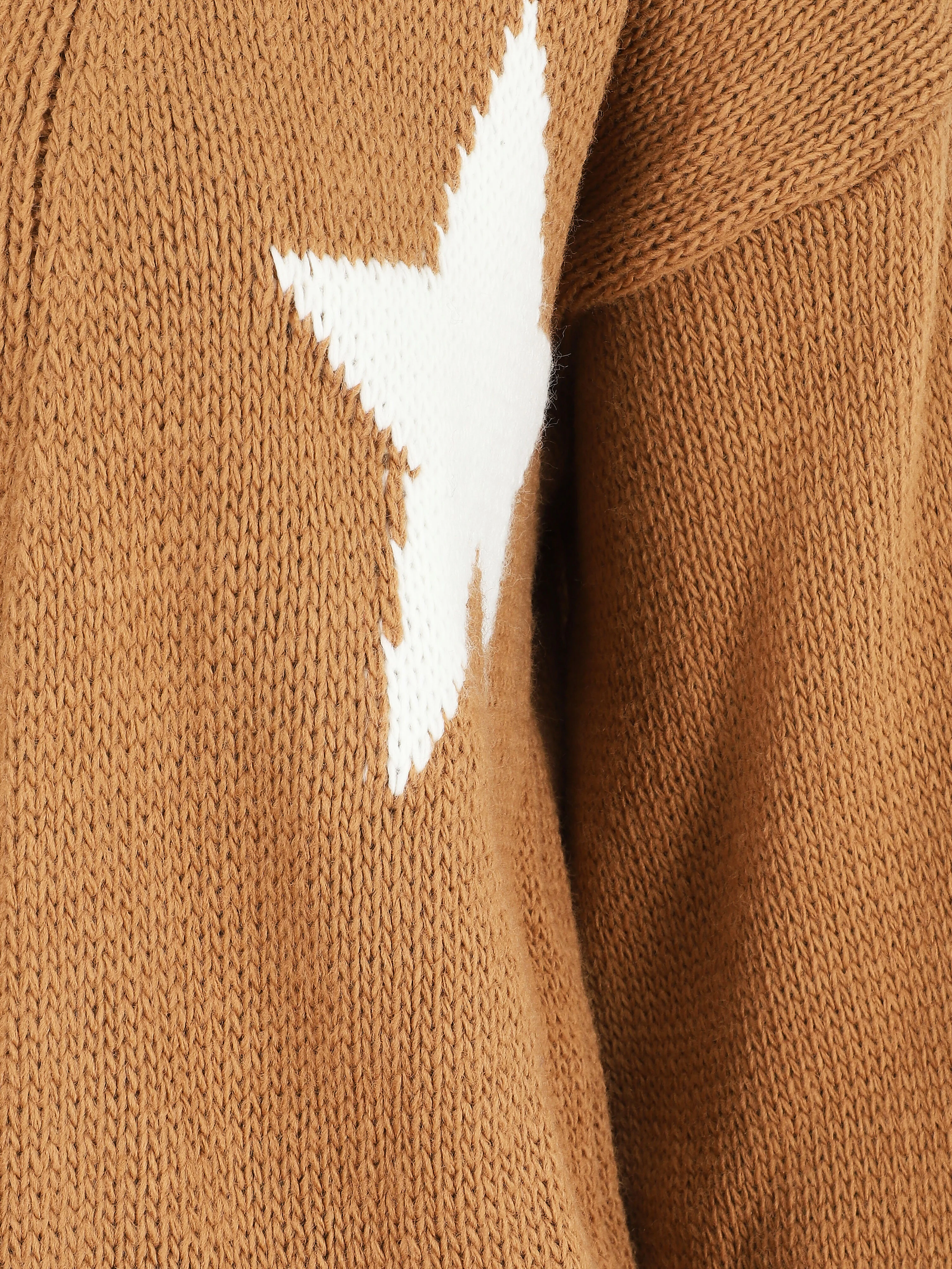 Halflang open vest met sterrenprint - Kameel - Image 3