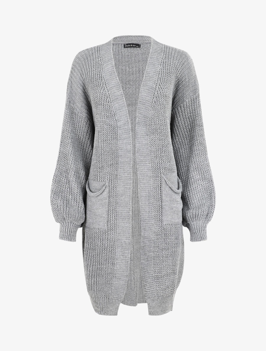 Halflang vest met ballonmouwen - grijs