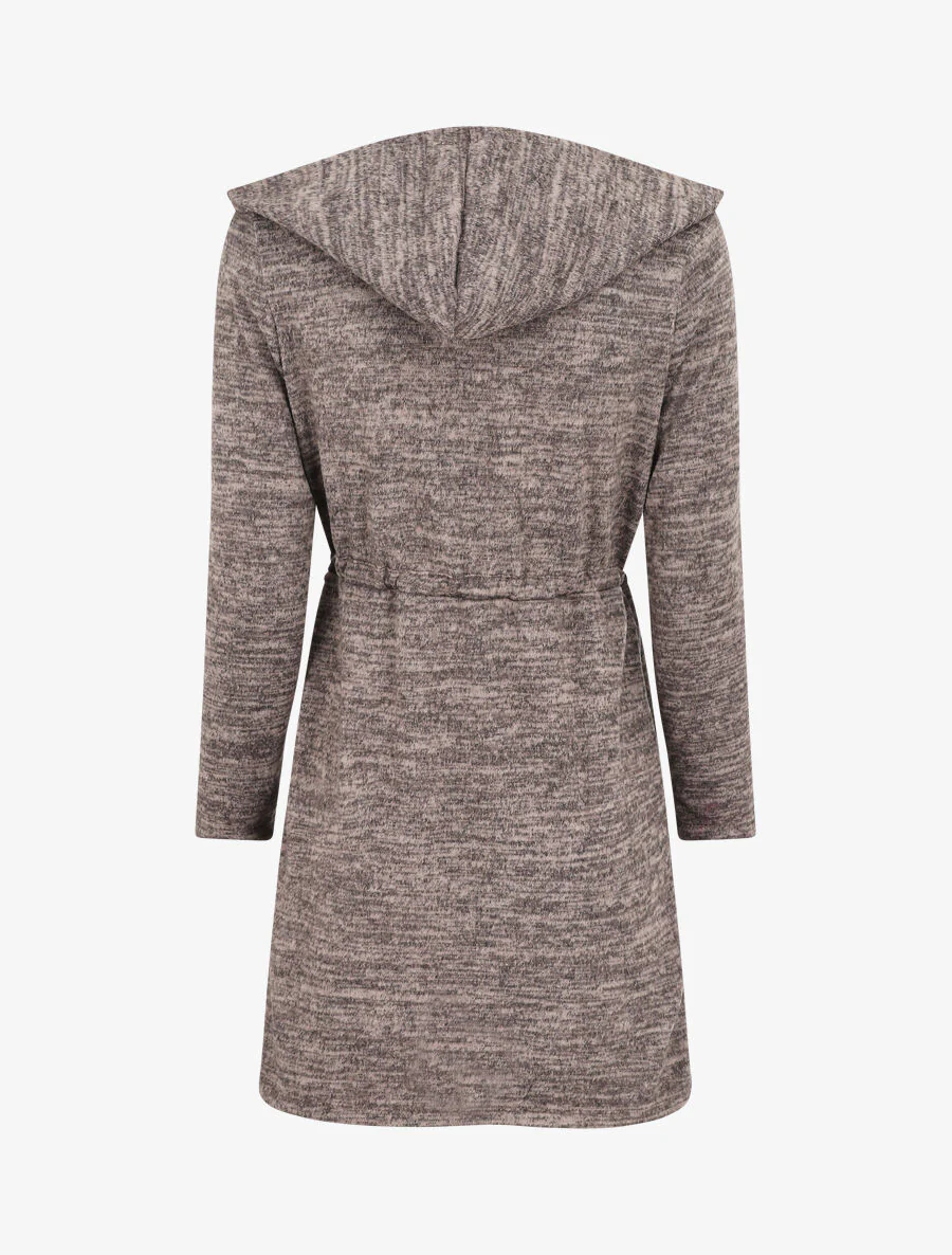 Halflang vest met capuchon en bandjes - Taupe - Image 2