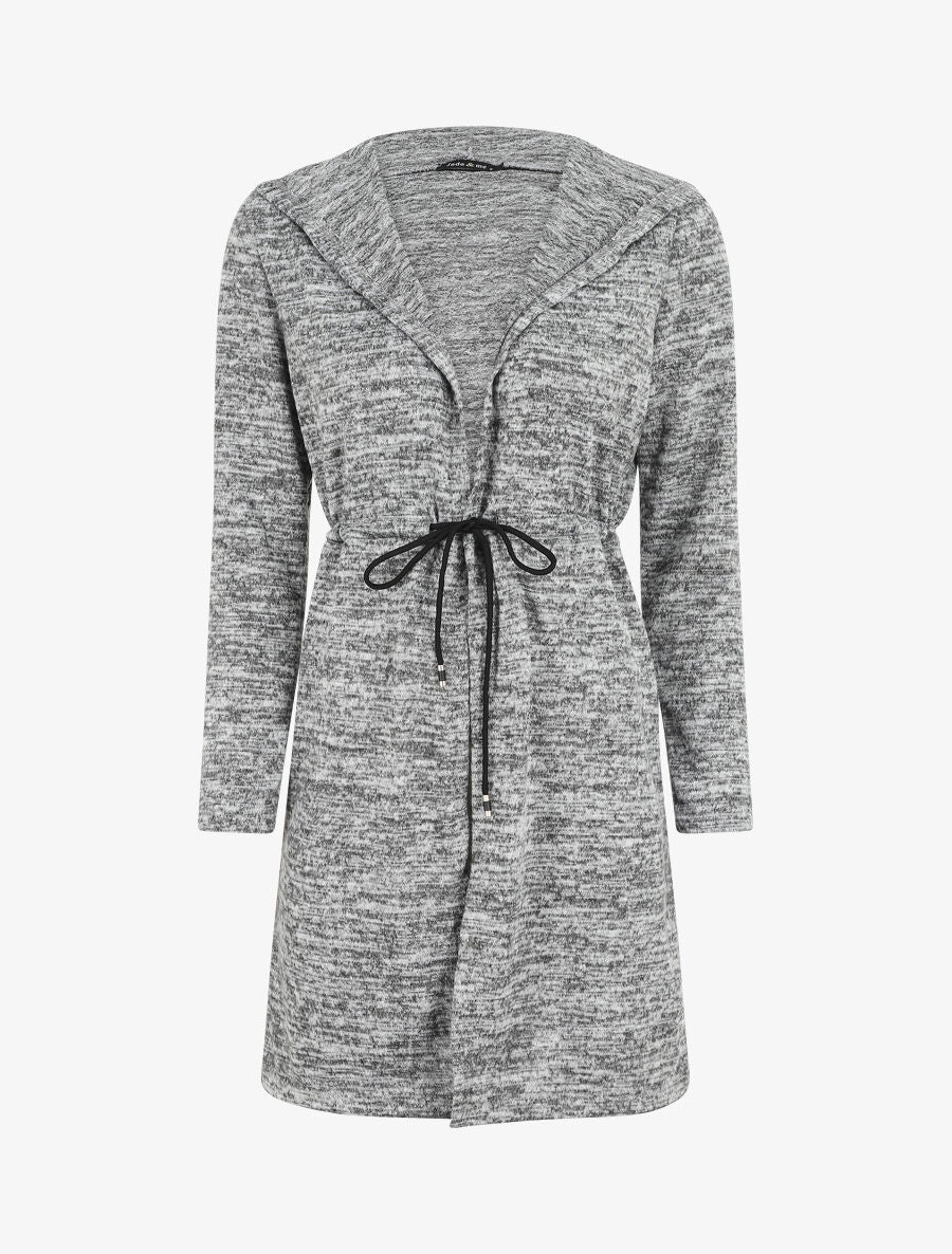 Halflang vest met capuchon en bandjes - Grijs