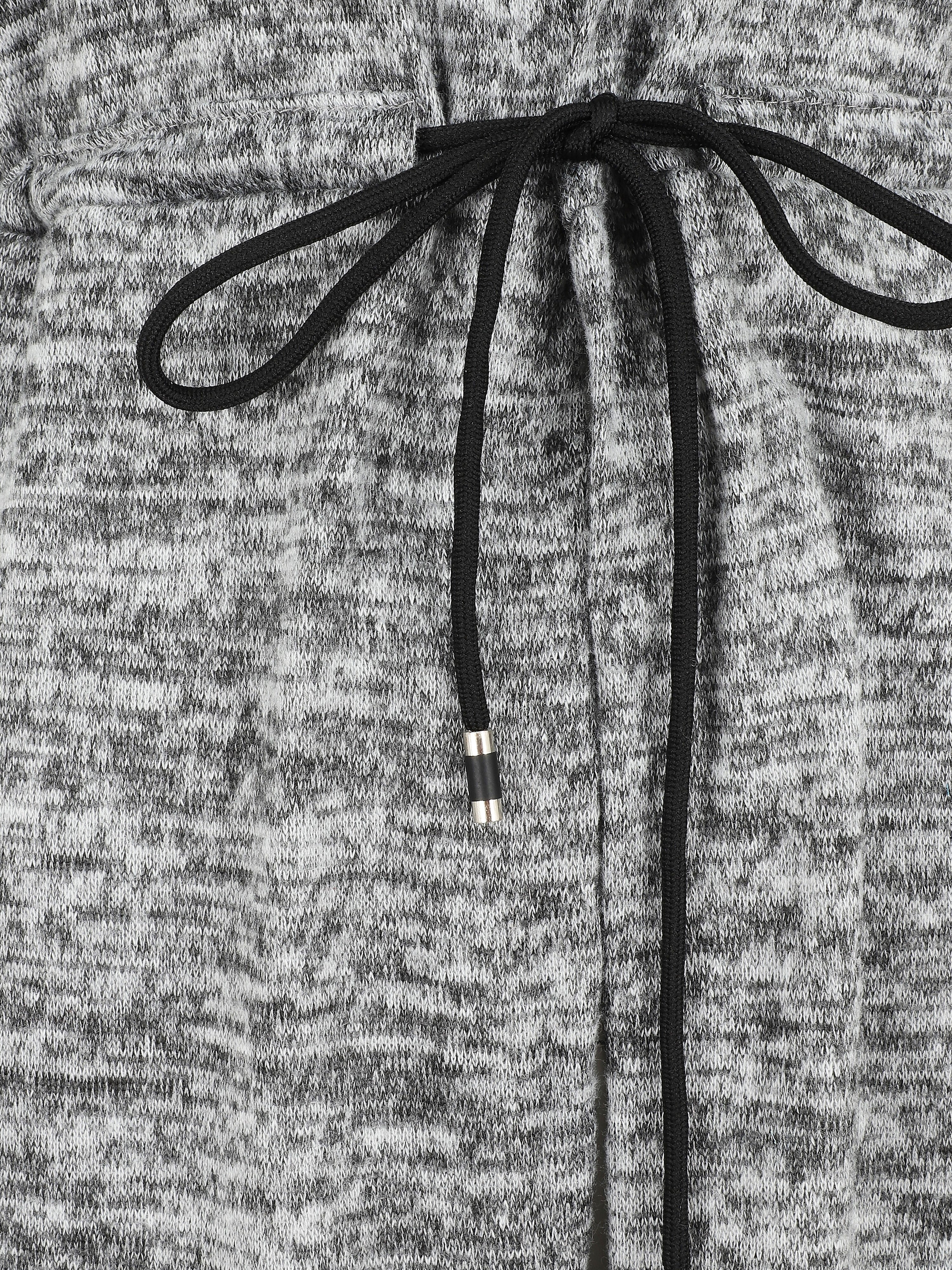Halflang vest met capuchon en bandjes - Grijs - Image 3