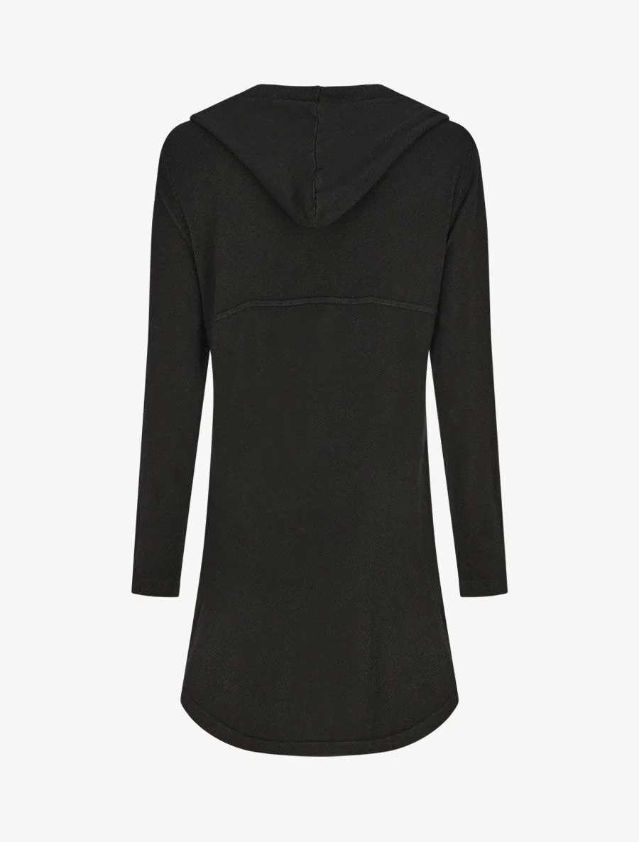Halflang vest met capuchon - Zwart - Image 2