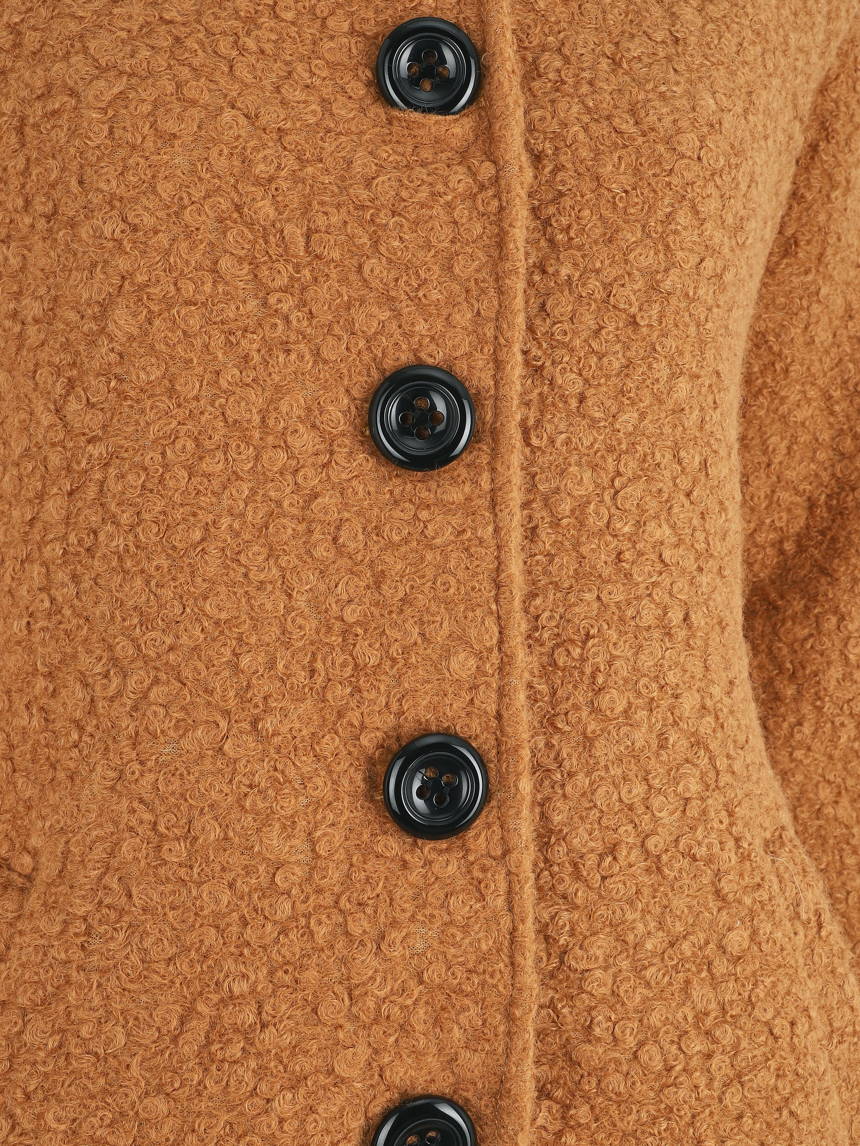 Halflange bouclé jas met capuchon - Camel - Image 3