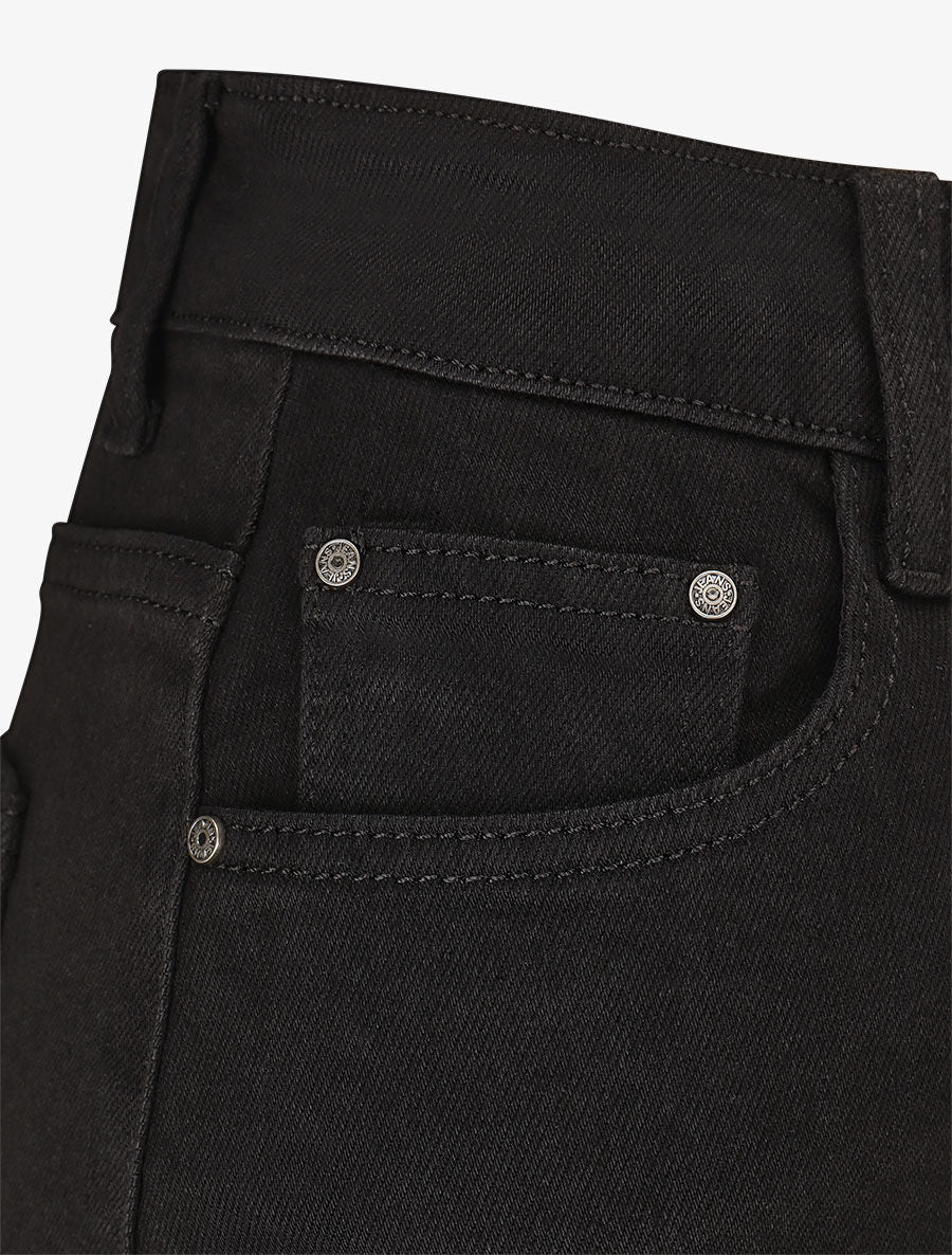 Halflange denim rok met split - zwart - Image 3