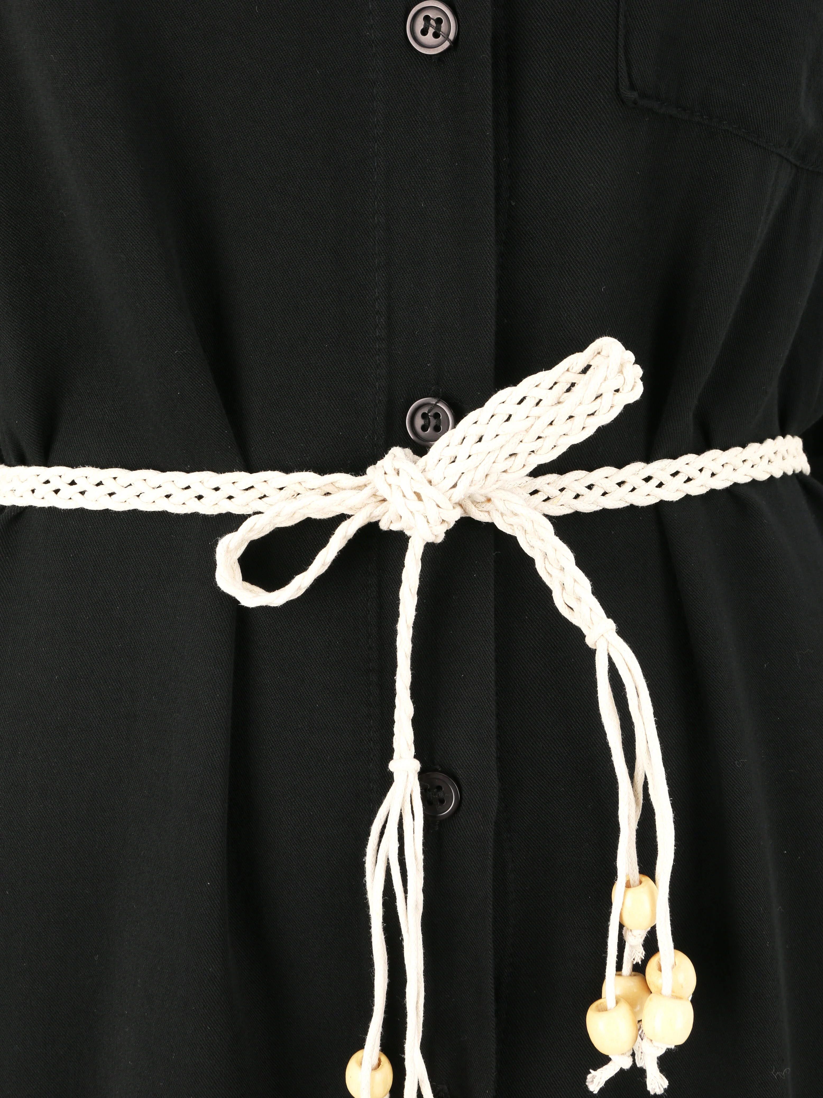 Halflange effen shirtjurk met kant aan de achterkant - Zwart - Image 3