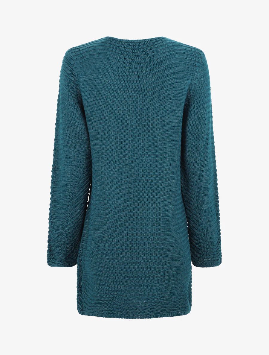 Halflange geribbelde vest - Blauwgroen - Image 2