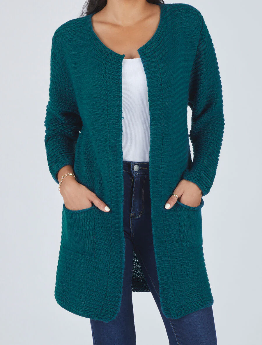 Halflange geribbelde vest - Blauwgroen - Image 4