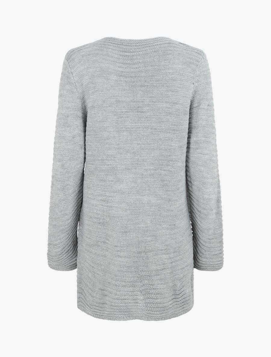 Halflange geribbelde vest - Grijs - Image 2
