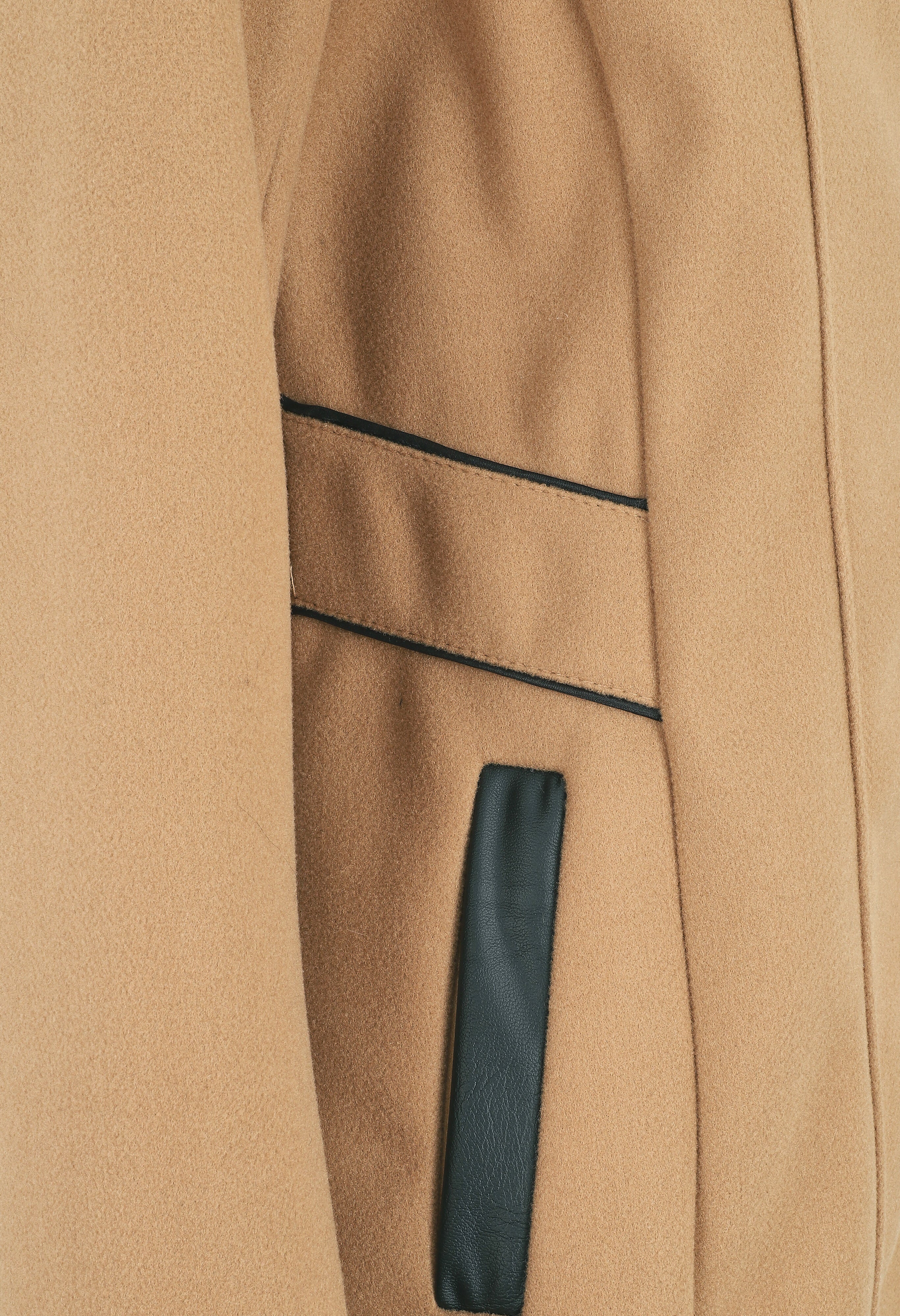 Halflange jas met capuchon en ritssluiting - Kameel - Image 3