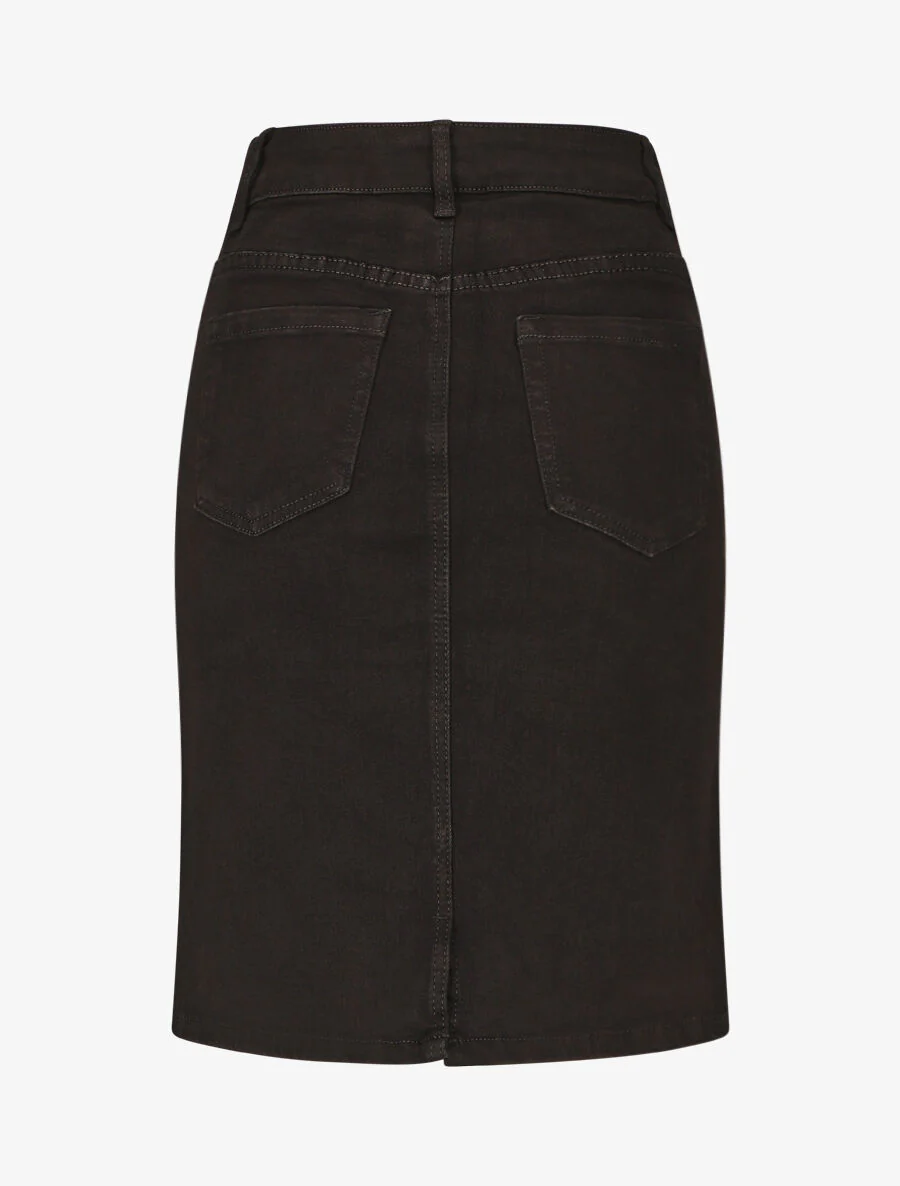 Halflange jeansrok - Zwart - Image 2