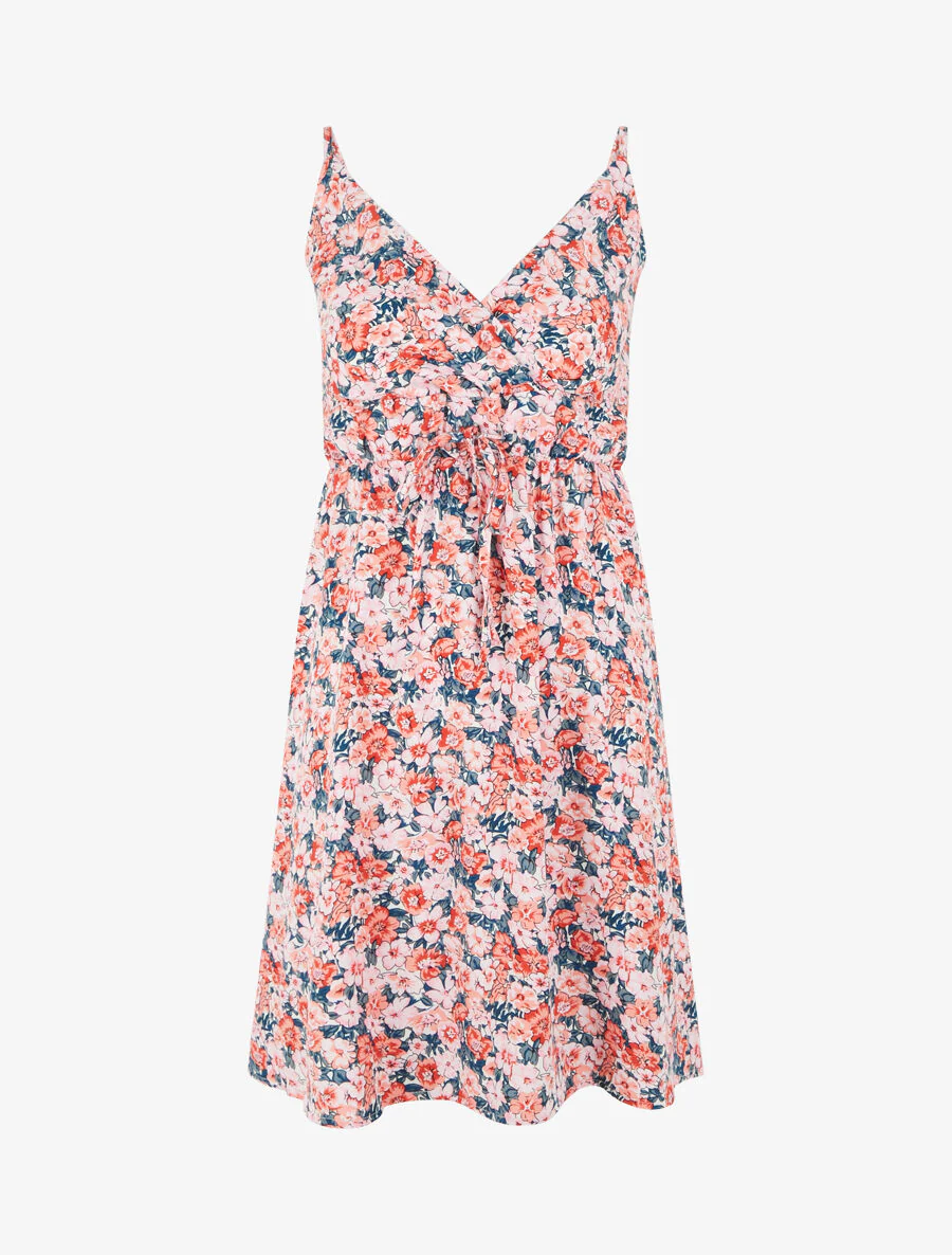 Halflange jurk met bloemenprint - Roze