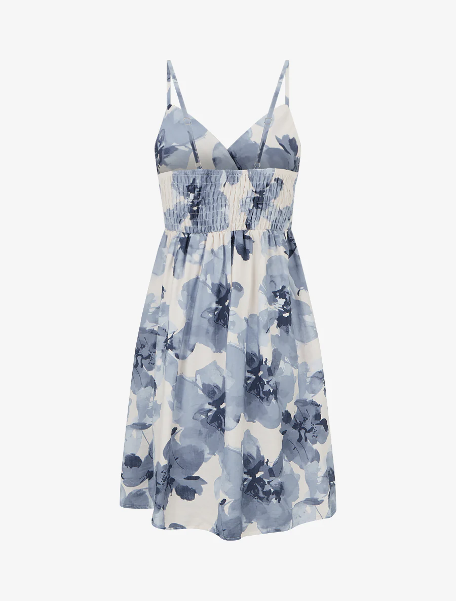 Halflange jurk met bloemenprint - Blauwgrijs - Image 2