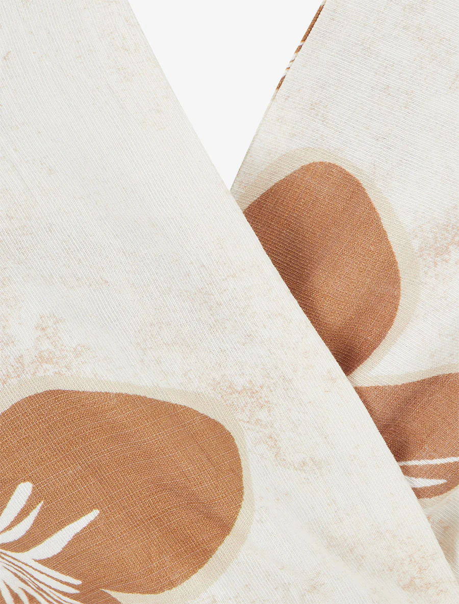 Halflange jurk met blote rug en grote bloemenprint - Terracotta - Image 3