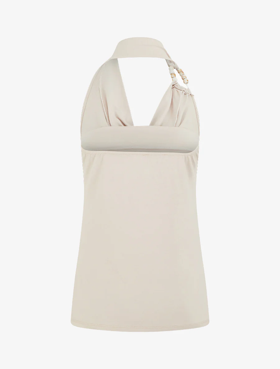 Haltertop met parels - Beige - Image 2