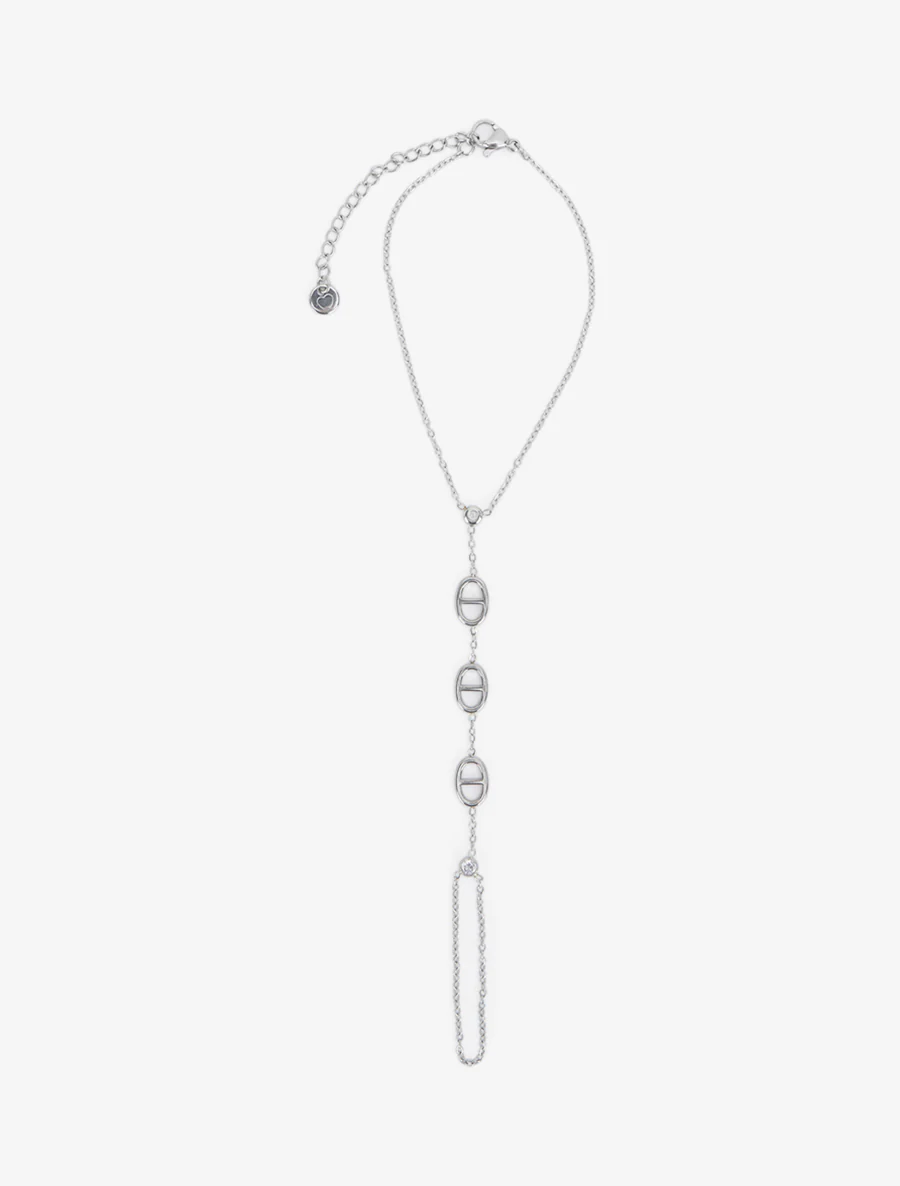 Handketting met een witte zirkonia en maritieme schakels - Geld - Image 2