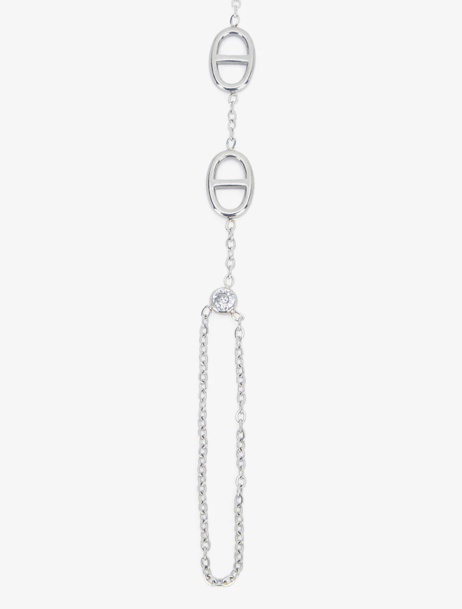 Handketting met een witte zirkonia en maritieme schakels - Geld - Image 3