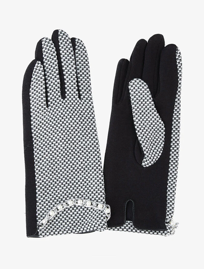 Handschoenen met parelarmband - zwart