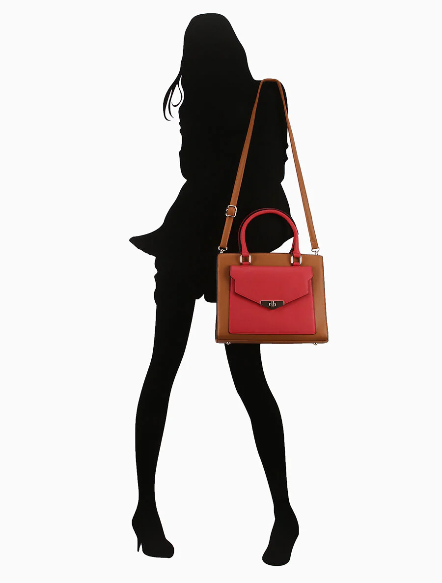 Handtas Agathe - Camel/rood - Image 5
