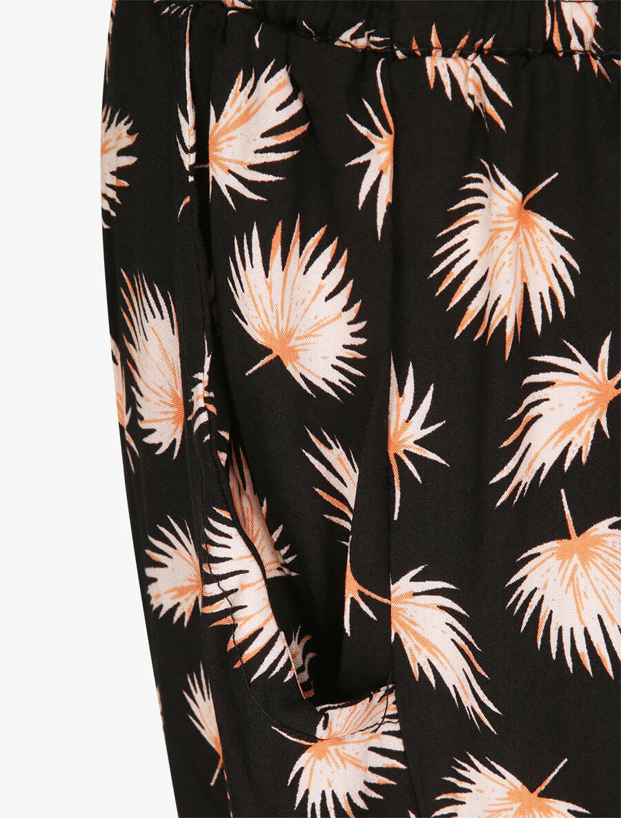 Harem broek met palmbladeren print - Zwart - Image 3