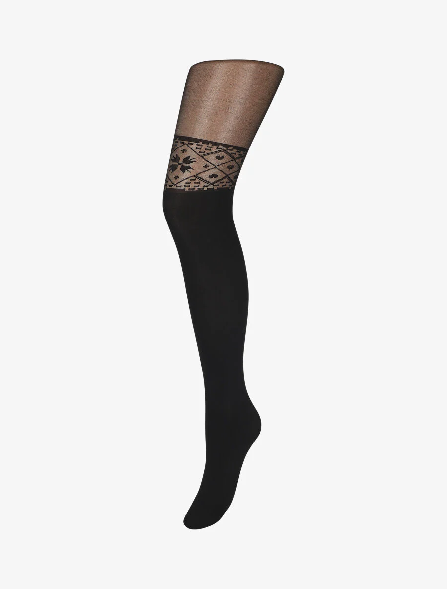 Hartjespatroon panty's - Zwart