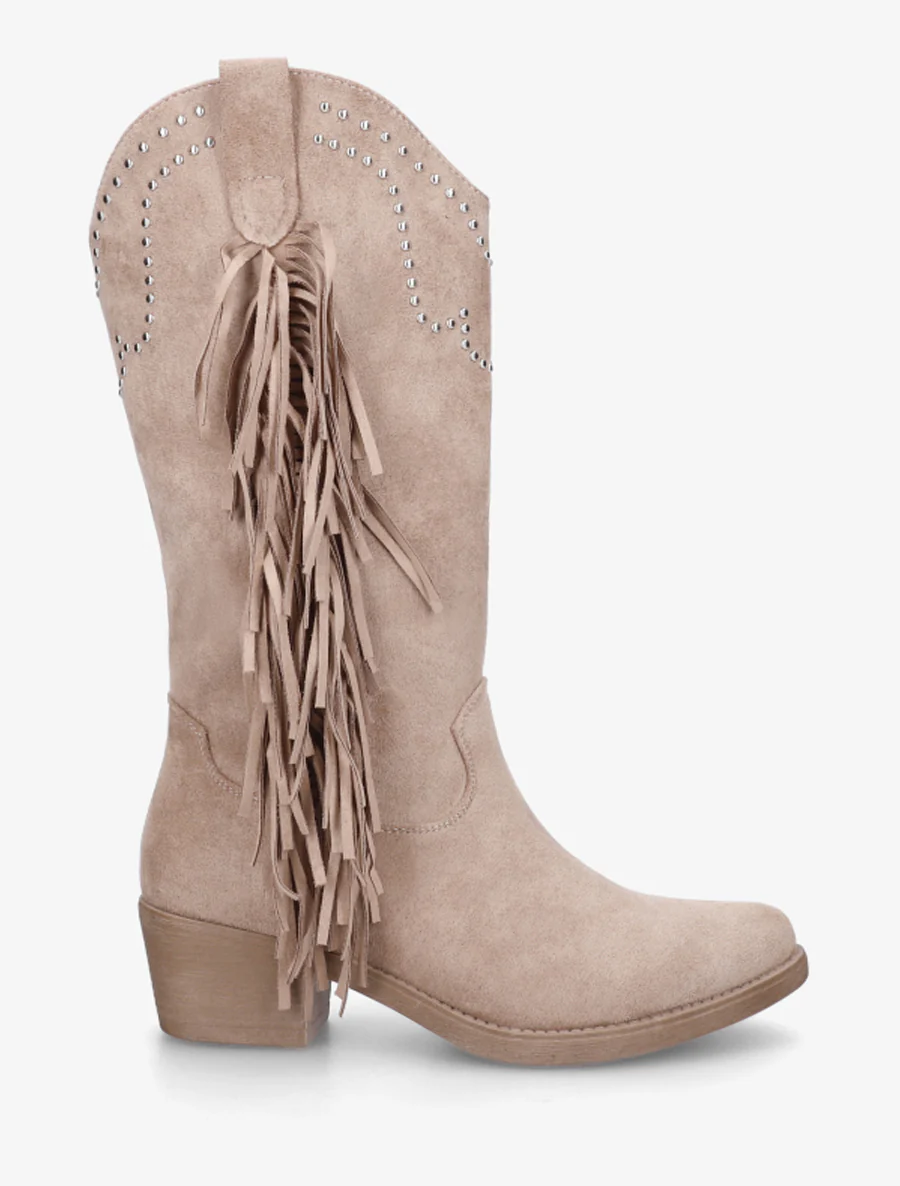 Hoge enkelboots met studs en franjes - Mol