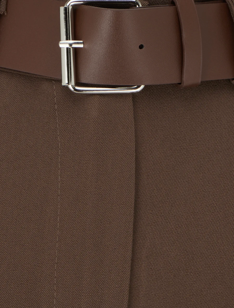 Hoge taille effen rechte short - Bruin - Image 3