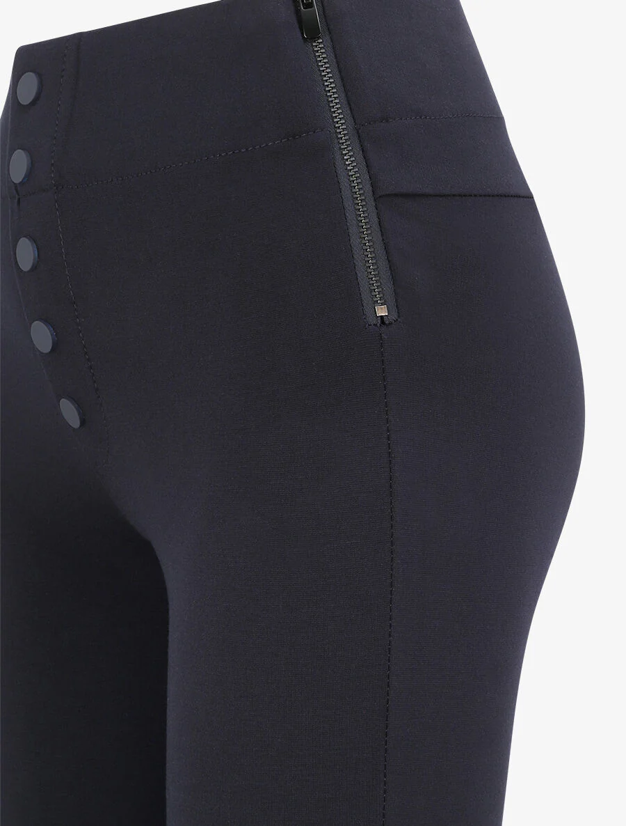Hoge taille gestretchte skinny knoopbroek - Donkerblauw - Image 3