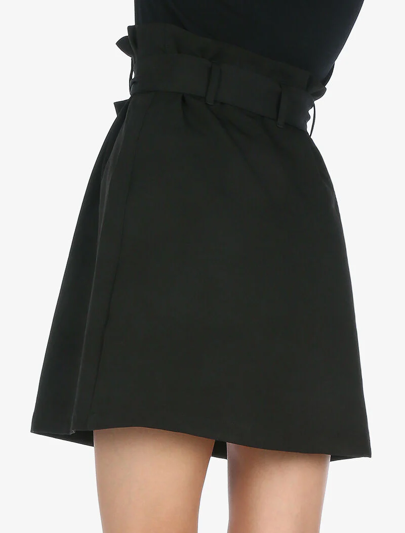 Hoge taille paperbag rok - zwart - Image 2