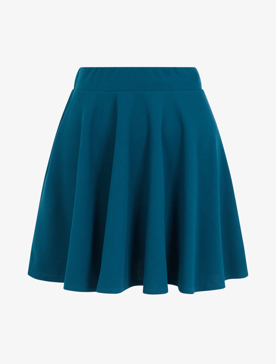 Hoge taille skaterrok - Eendblauw