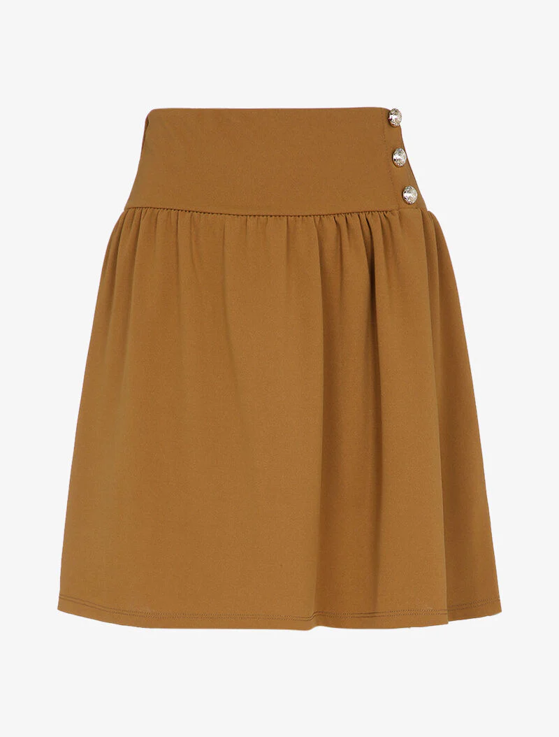 Hoge taille skaterrok - Camel