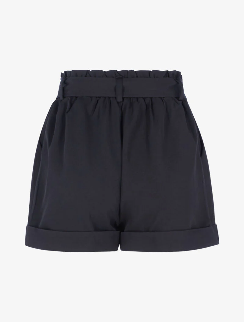 Hoge taille korte broek met zomen - zwart - Image 2