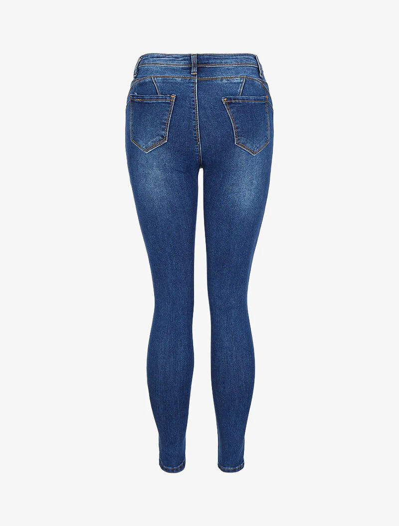 Jean met hoge taille skinny fit licht gewassen - Blauw denim - Image 2
