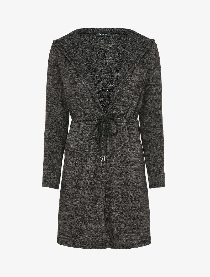 Vest met capuchon en strikbanden - Zwart