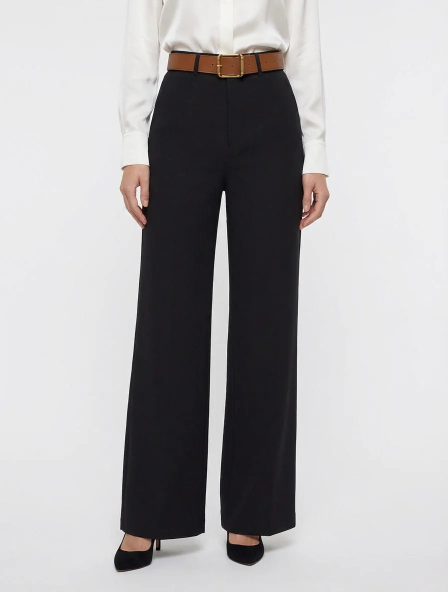 Hoog getailleerde broek met wijde snit - Zwart - Image 4