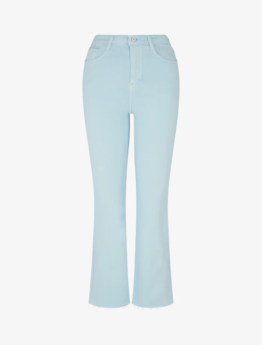 Hoog getailleerde jeans met onafgewerkte zoom. - Lichtblauw