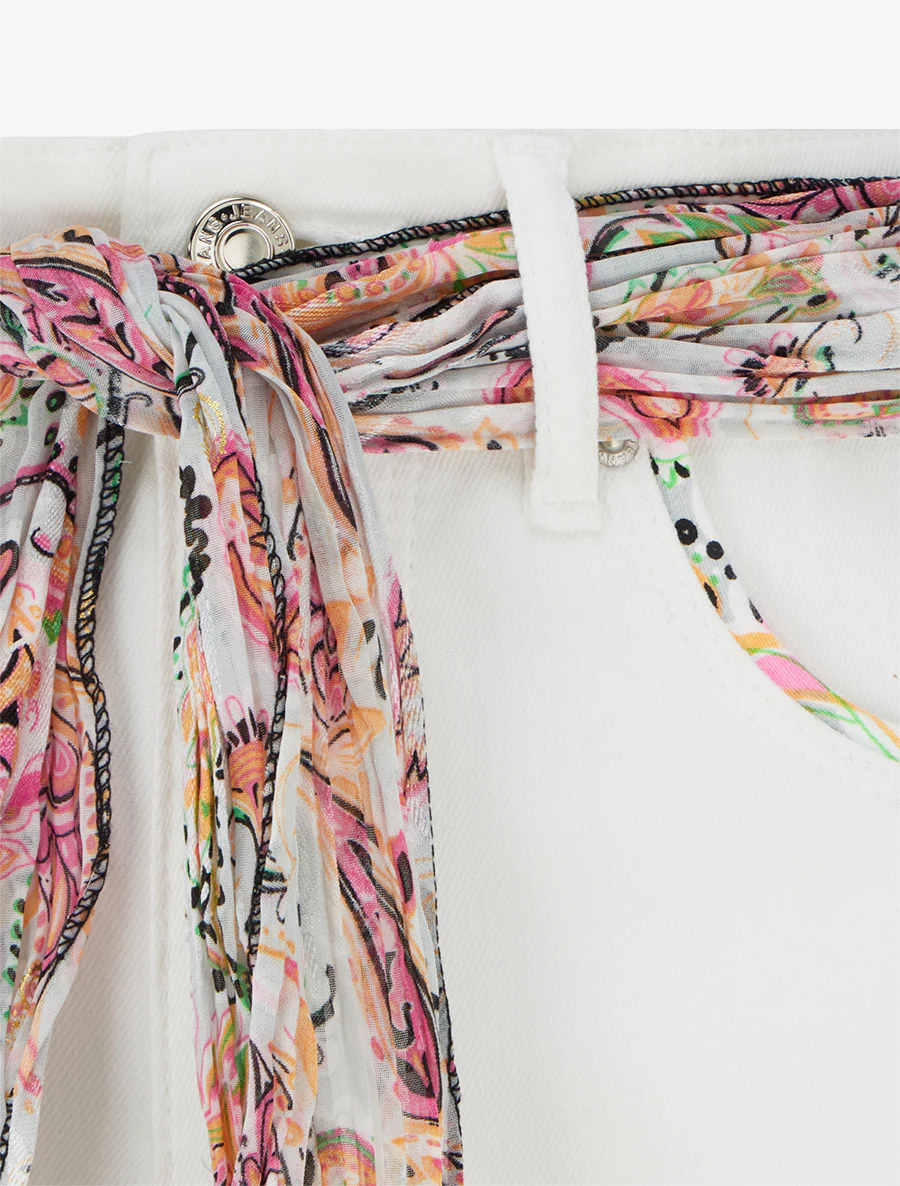 Hoog getailleerde slim fit jeans met fantasiezakken - Wit - Image 3