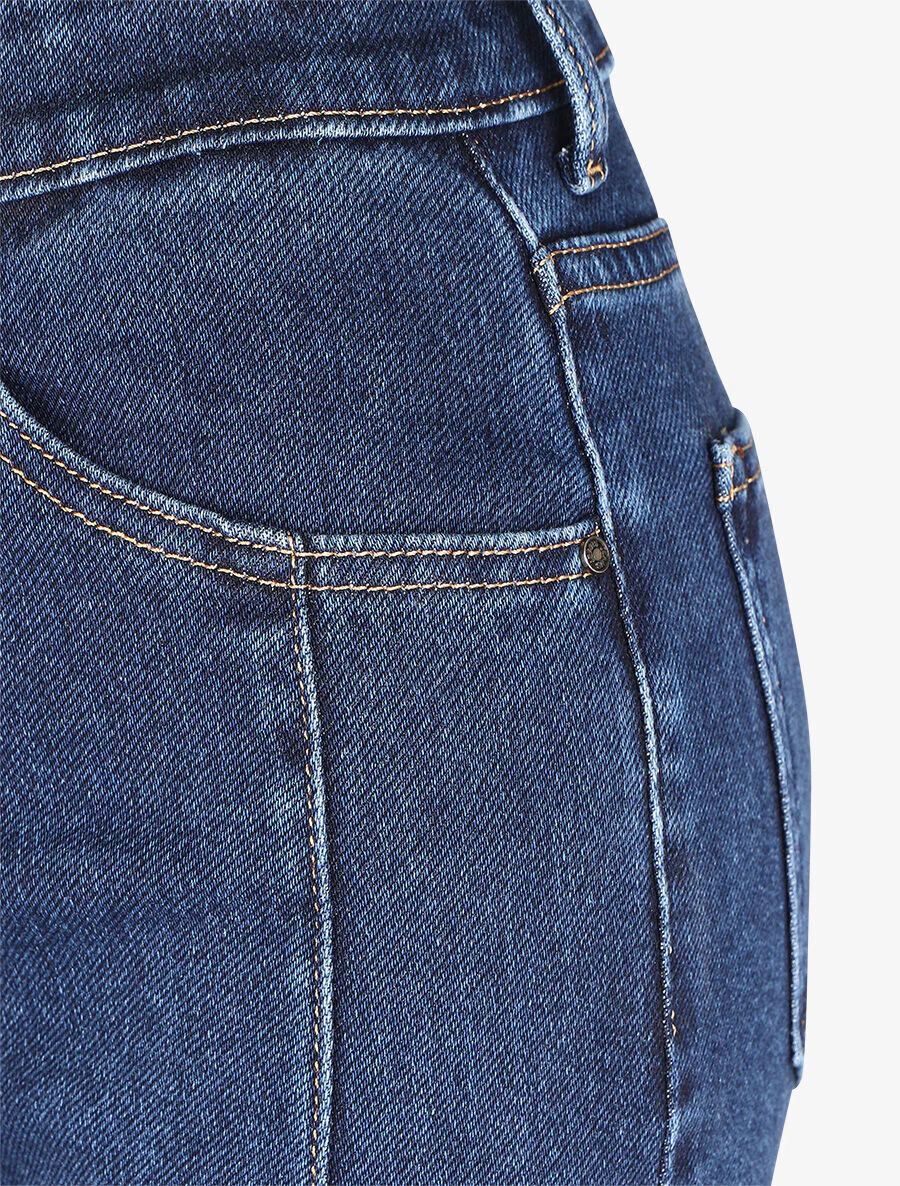 Hooggesneden mom jeans met stiksels - blauw - Image 4