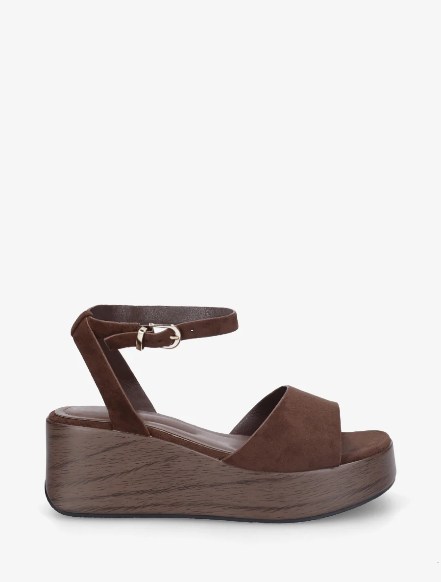 Houten effect sleehak sandalen - Bruin