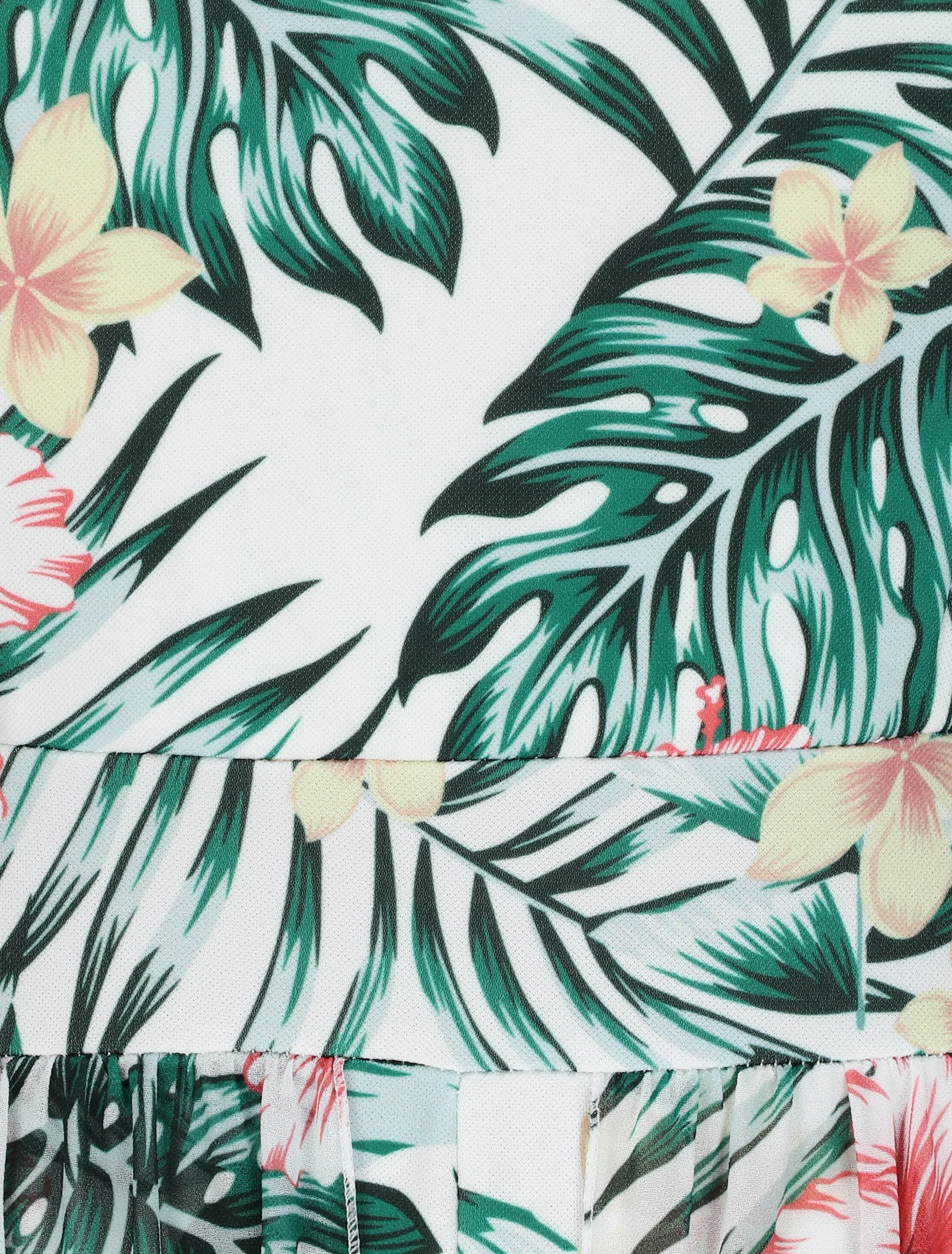 Illusionistische aangepaste voile gedrukt Hibiscus shorts - Wit - Image 3