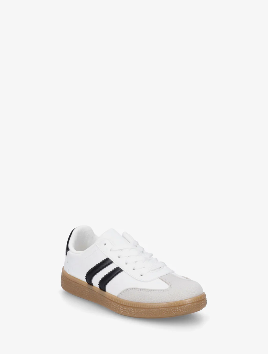 Imitatieleren sneakers met contrasterende banden - Wit - Image 2