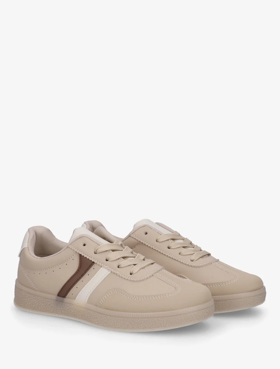 Imitatieleren sneakers met contrasterende banden - Mol - Image 4
