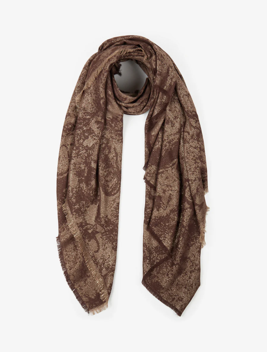 Iridescent gobelinprint sjaal - Bruin