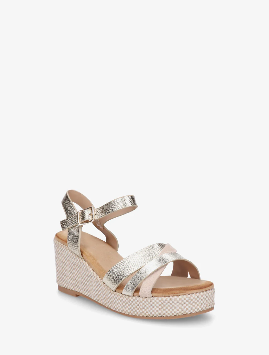 Iridescent python effect wedge sandals - Goud - Image 2