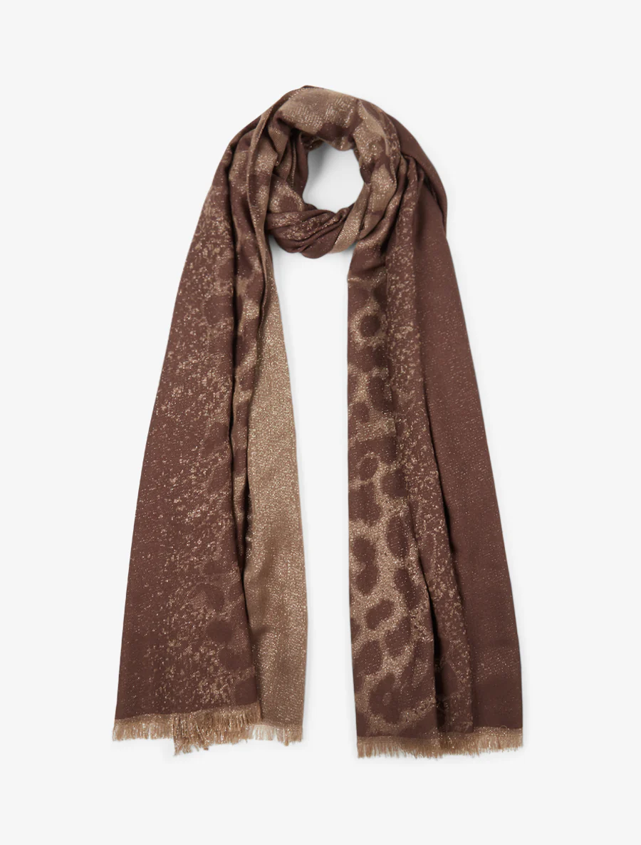 Iridescente leopardprint sjaal - Bruin