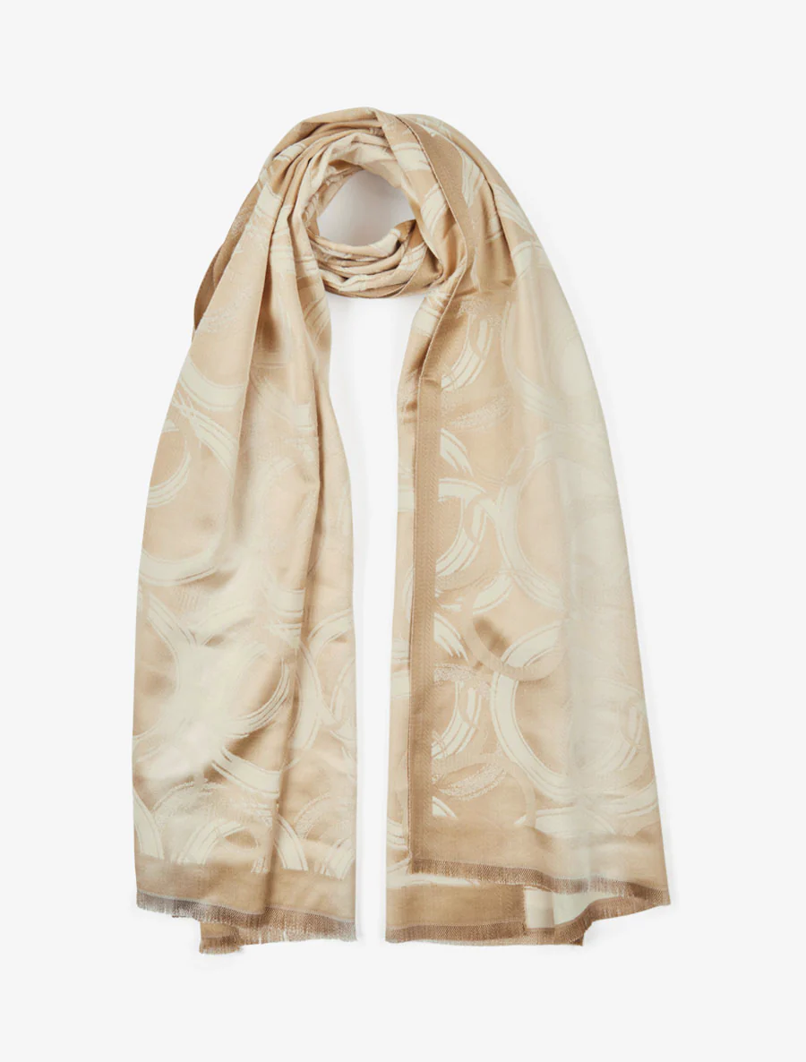 Iridescente sjaal met grafische print - Beige