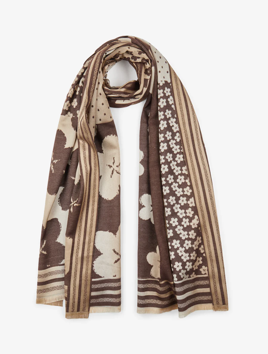 Irise sjaal met bloemenprint - Bruin
